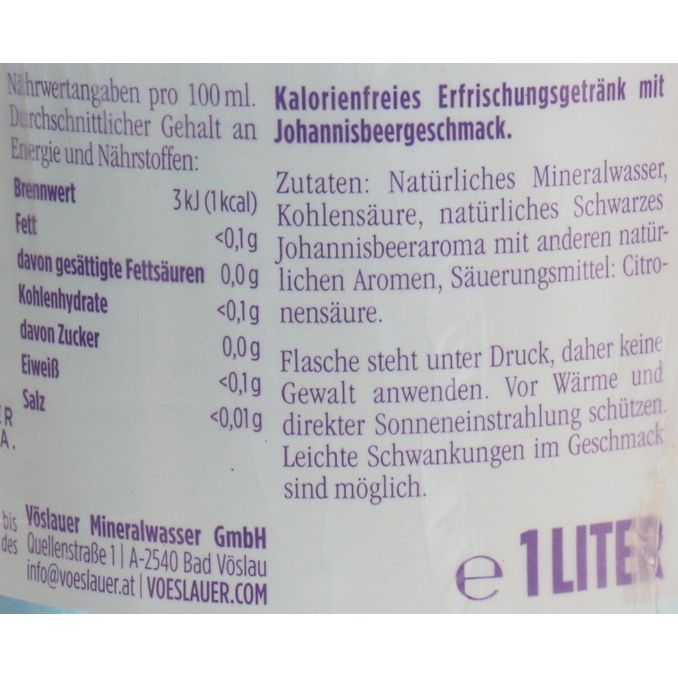 Vöslauer Stilles Wasser Schwarze Johannisbeere, 6er Pack