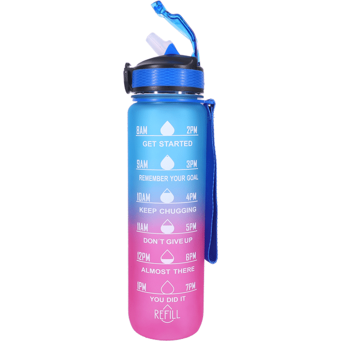 Hollywood Motivational Bottle Vandflaske Blå & Pink 1L