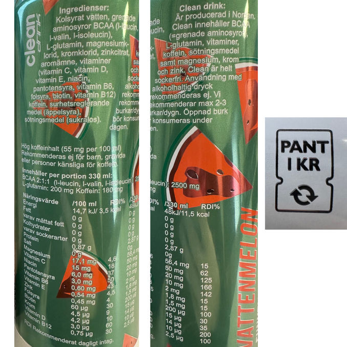 Clean Drink Energidryck Vattenmelon 24-pack 