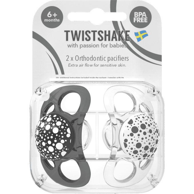 TwistShake 2 x Nappar Från 6 Månader Svart Vit 2-pack