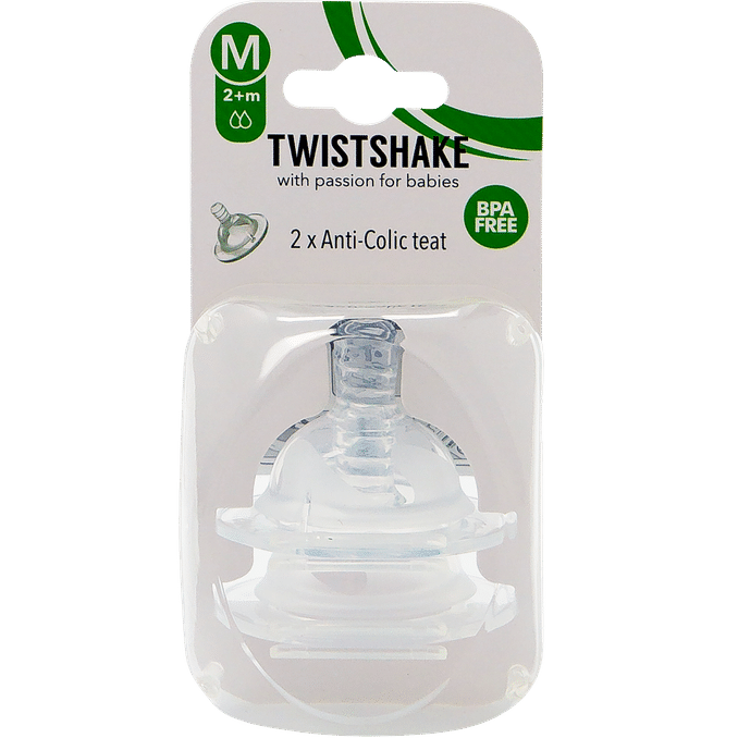 TwistShake Sutteflaskehoveder Medium Fra 2 måneder 2-pak