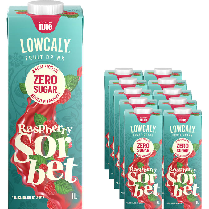 Lowcaly Sokeriton Mehujuoma Vadelma 10-pack