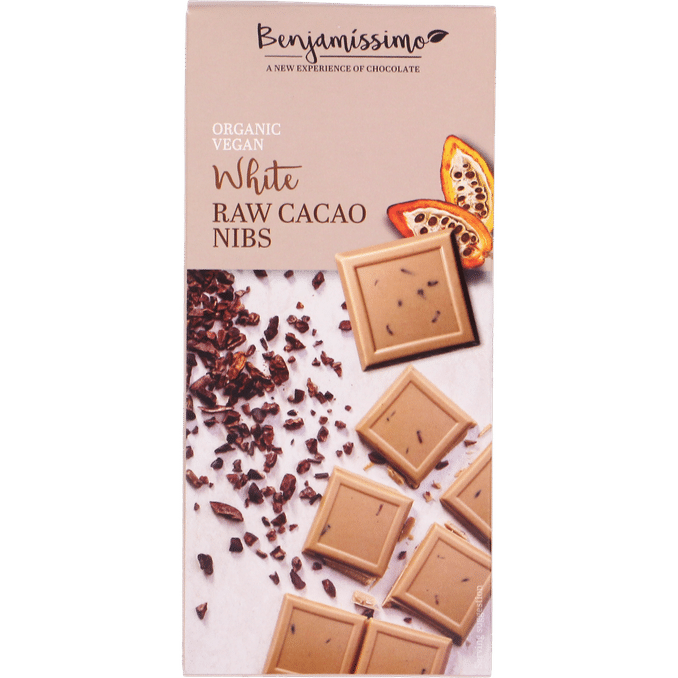 Benjamissimo 2 x Vegansk Vit Choklad Raw Cacao Nibs
