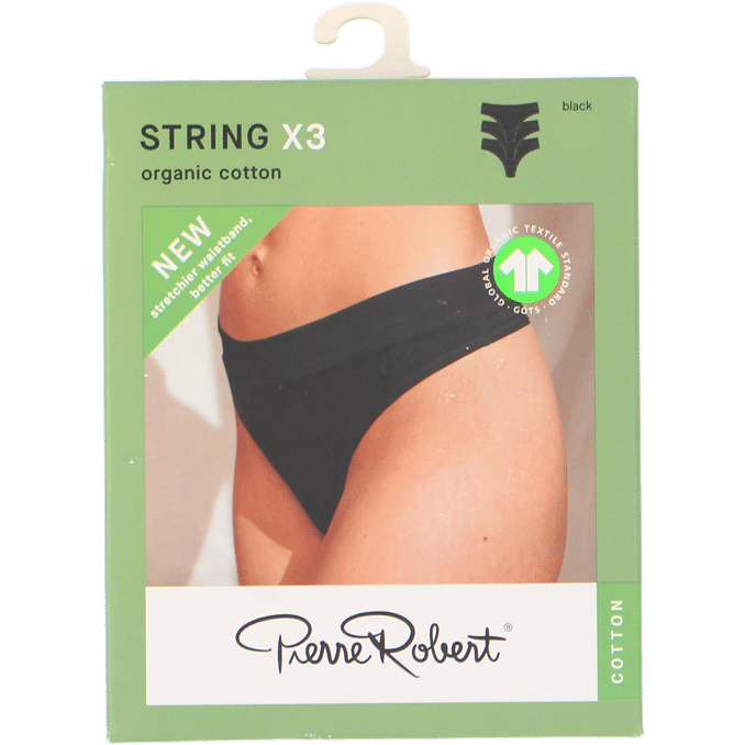 Pierre Robert Alushousut String Musta L-koko 3-pack