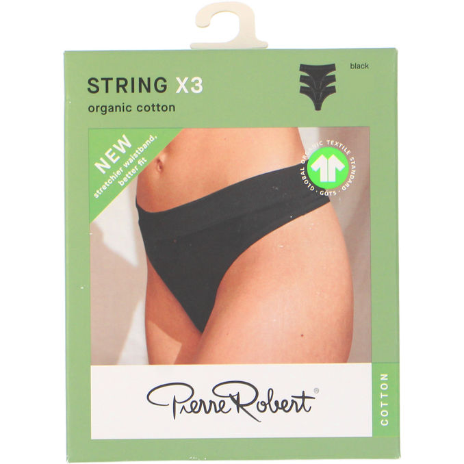 Pierre Robert Stringtrosor Bomull Svart Stl L 3-pack