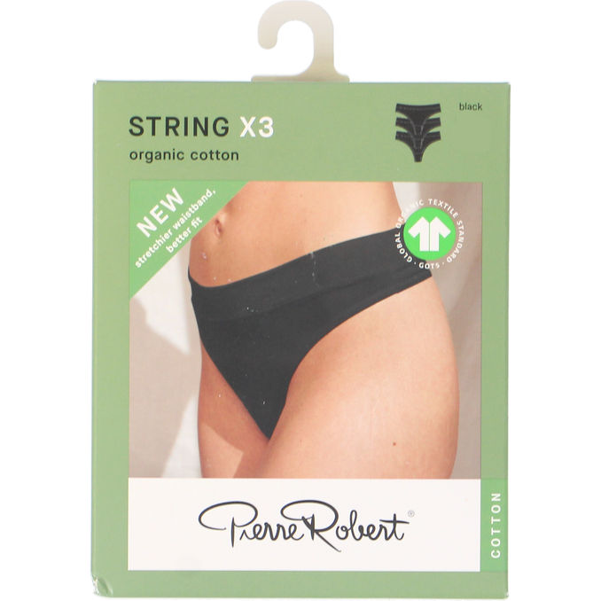 Pierre Robert String-trusser Bomuld Sort XL 3-pak