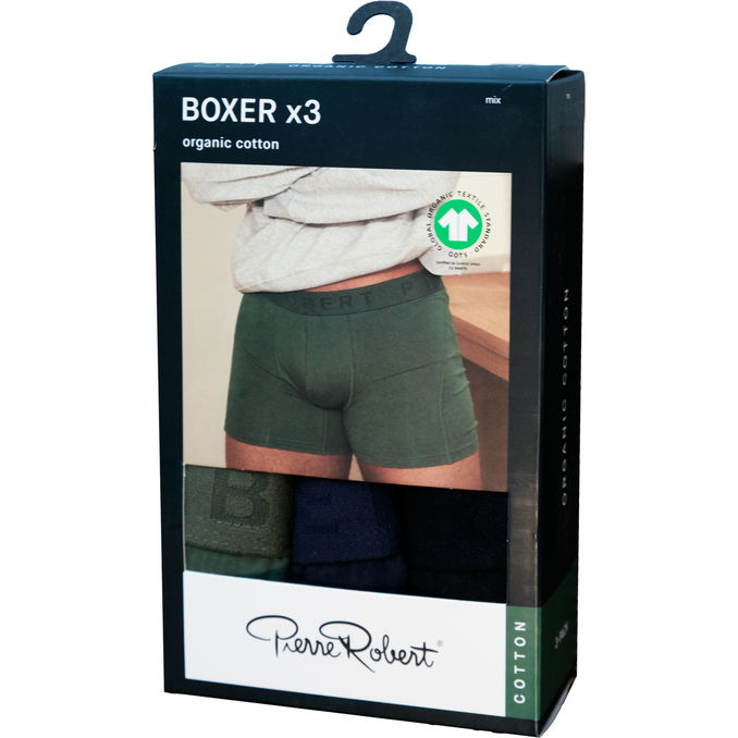Pierre Robert Kalsonger Boxer Stl. XL Grön/Svart/Marinblå 3-pack