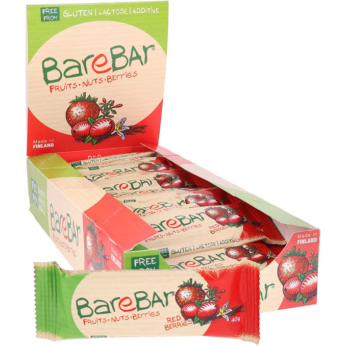 Barebar Energybar Red Berries 24-pack