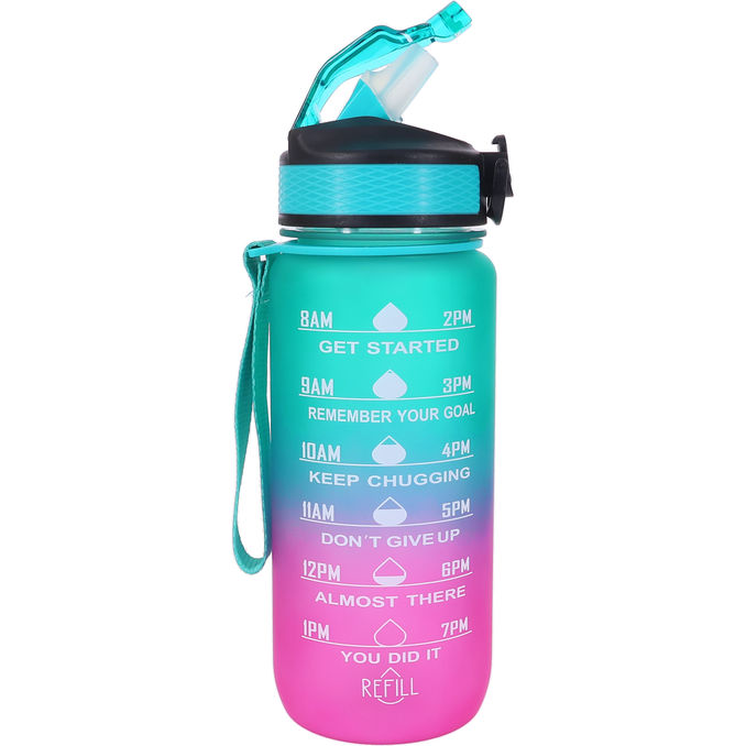 Hollywood Motivational Bottle Vesipullo Vaaleanpunainen & Vihreä 600ml