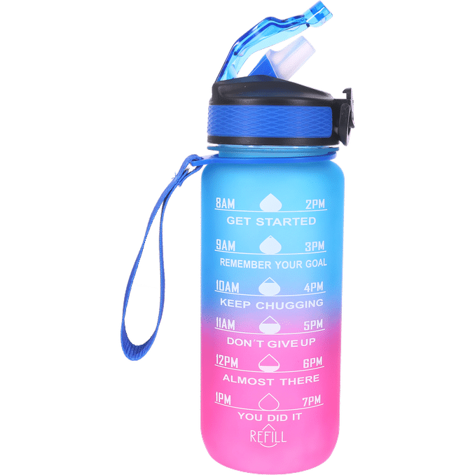 Hollywood Motivational Bottle Vesipullo Sininen & Vaaleanpunainen 600 ml