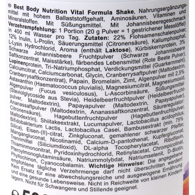 Best Body Nutrition Vital Formula Shake Johannisbeere
