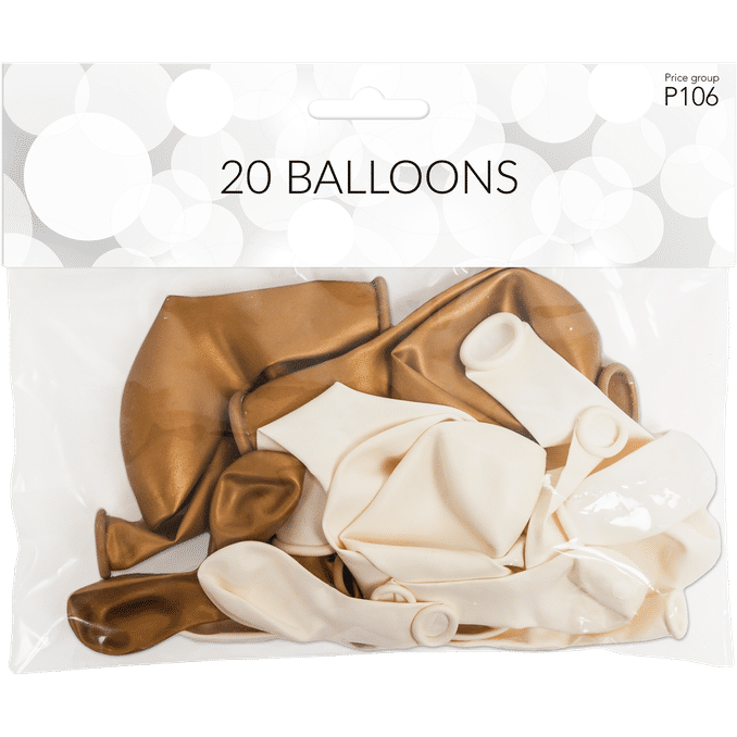Pictura Balloner Guld & Hvid 20-pak