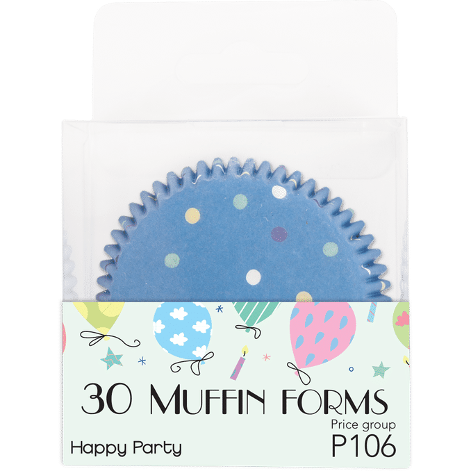 Läs mer om Pictura Muffinsformar Blå Prickar 30-pack