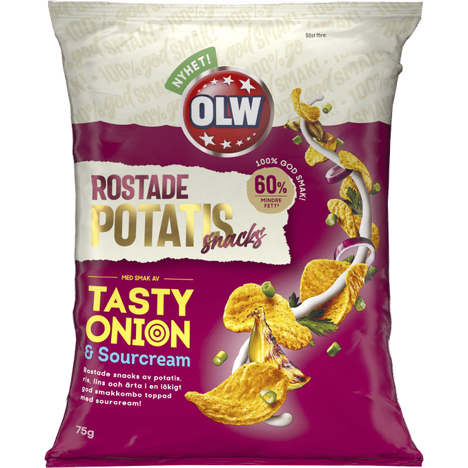 Läs mer om OLW Potatissnacks Tasty Onion Sourcream