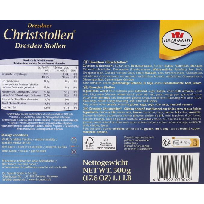 Dr. Quendt Christstollen (0,5 kg)