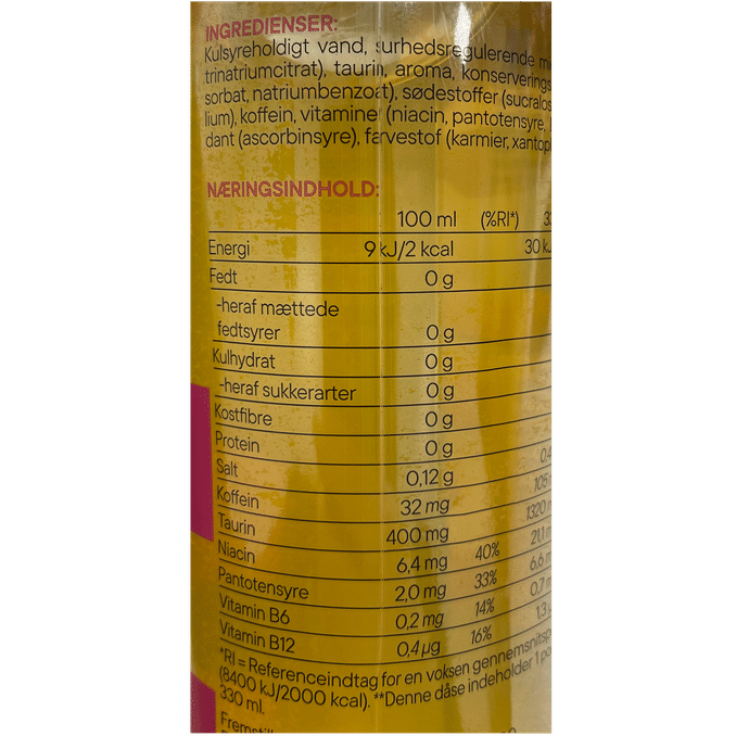FNCTNL Energidrik Mango & Passionsfrugt Sukkerfri 330ml 12-pak