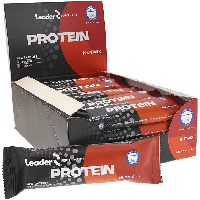 Läs mer om Leader Proteinbars Nutmix 24-pack
