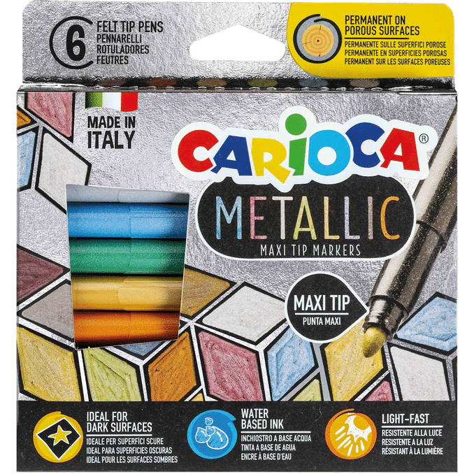 Carioca Metalliska Maxifiberpennor 6-pack