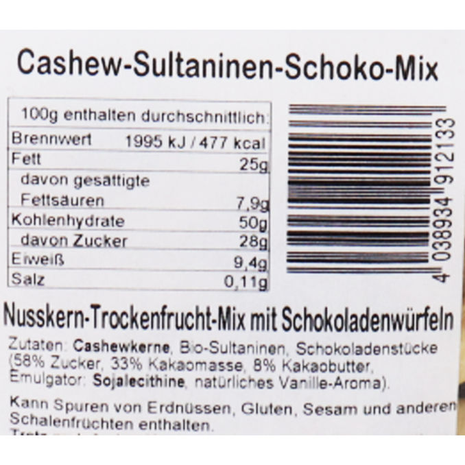 nutwork Cashew Schoko Sultaninen Mix