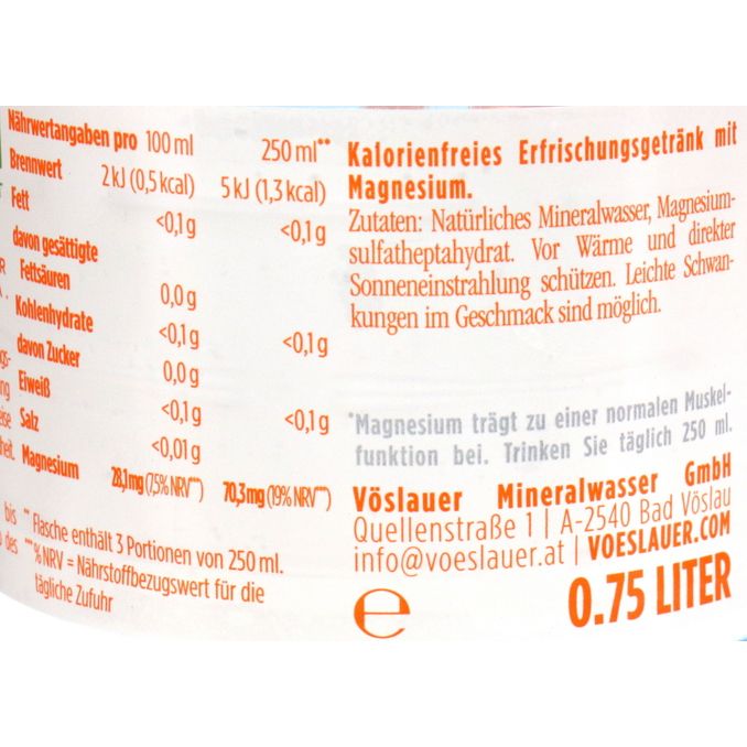 Vöslauer Mineralwasser Sport+ Magnesium, 6er Pack (EINWEG) zzgl. Pfand