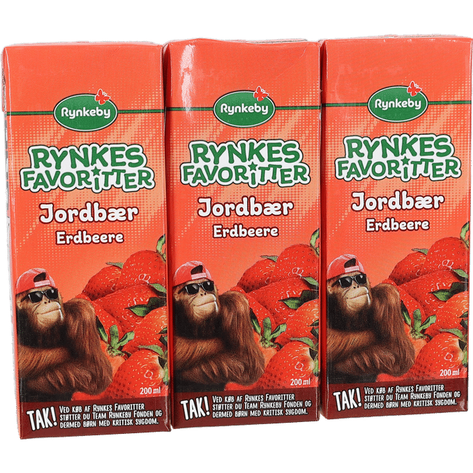  Rynkeby Favorit Frugtdrik Jordbær 3-pak