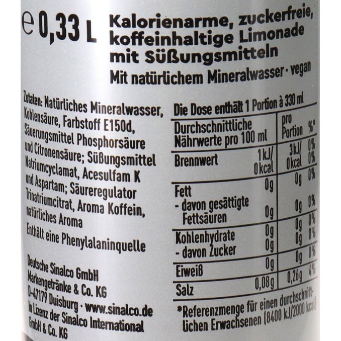 Sinalco Cola zuckerfrei, 12er Pack (EINWEG) zzgl. Pfand