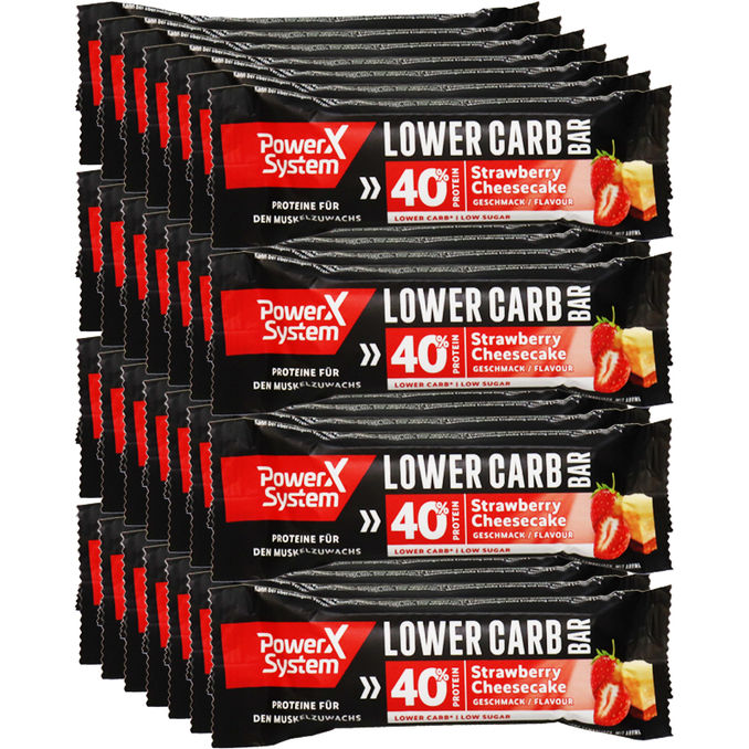 Power System Lower Carb Bar Strawberry Cheesecake, 28er Pack