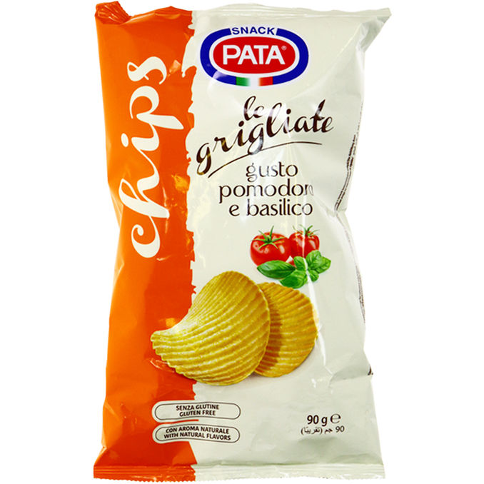 Pata Chips Chips Räfflade Tomat & Basilika 