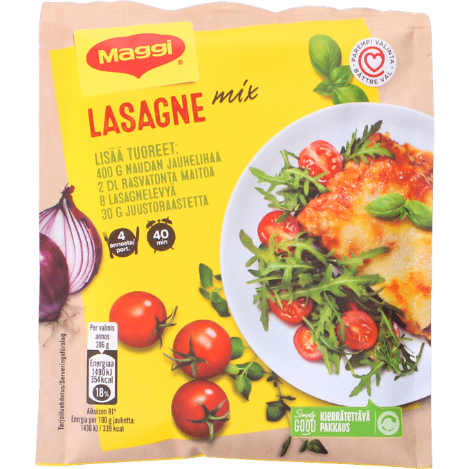 Maggi Lasagne ateria-ainekset 