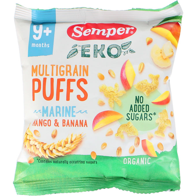 Semper Multigrain Puffs Mango & Banaani Luomu