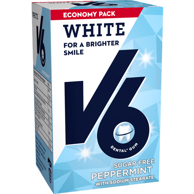 V6 Tuggummi White Pepparmint