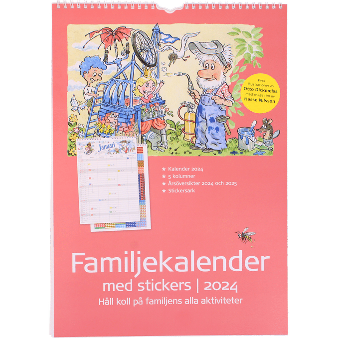 Burde Familiekalender m. Klistermærker 2024