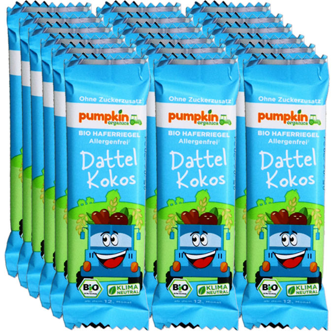 Pumpkin Organics BIO Haferriegel mit Dattel & Kokos, 18er Pack