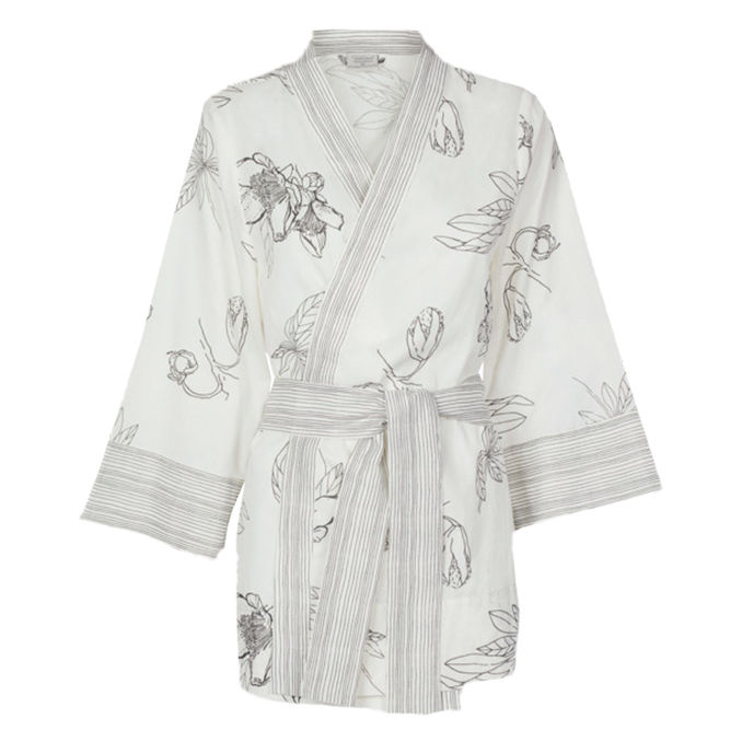 Pierre Robert Kimono Vit Blommor Storlek S/M