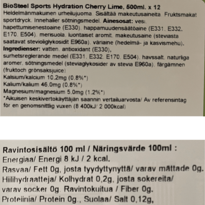 Biosteel Sportsdrik Hydration Kirsebær-Lime 12-pak