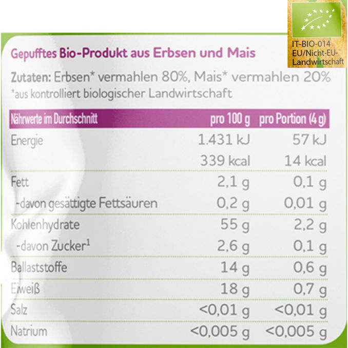 Pumpkin Organics BIO Erbsen Puffs, 8er Pack