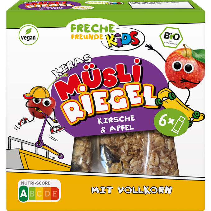 Freche Freunde BIO Müsli Riegel Kirsche & Apfel, 6er Pack