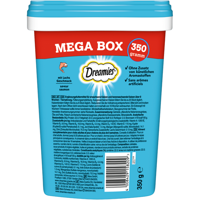 Dreamies Katzenfutter Mega Box mit Lachs