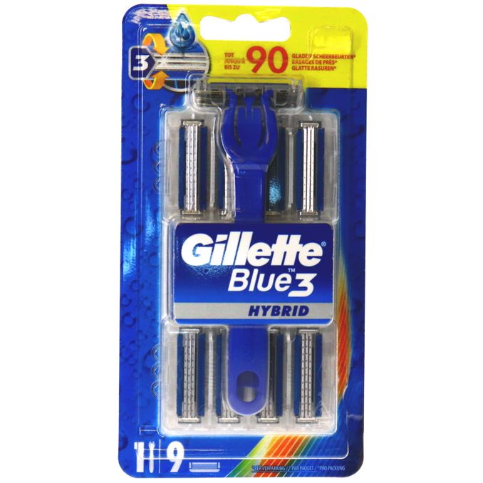 Gillette Rasierer Blue 3 + Klingen, 9er Pack