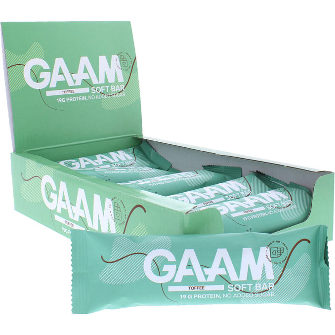 GAAM Proteinbarer Toffee Sukkerfri 12-pak