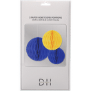 DesignHouse 95 Des Honeycomb 3st, 20cm & 30cm blå, 25cm gul 3pcs