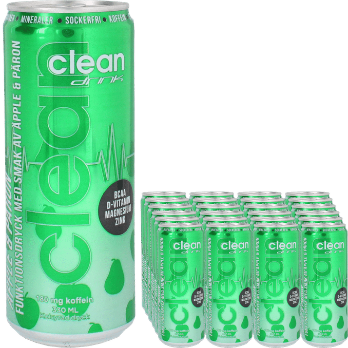 Clean Drink Energidryck Äpple Päron 24-pack 