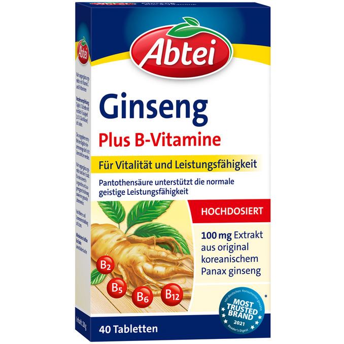 Abtei Ginseng Plus B-Vitamine 40 Tabletten