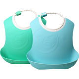 TwistShake Lätzchen mit Auffangschale Blau Grün, 2er Pack