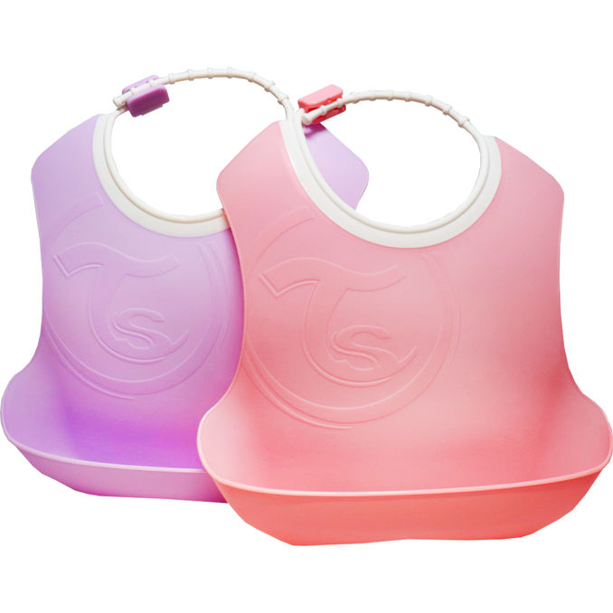 TwistShake Lätzchen mit Auffangschale Lila Pink, 2er Pack