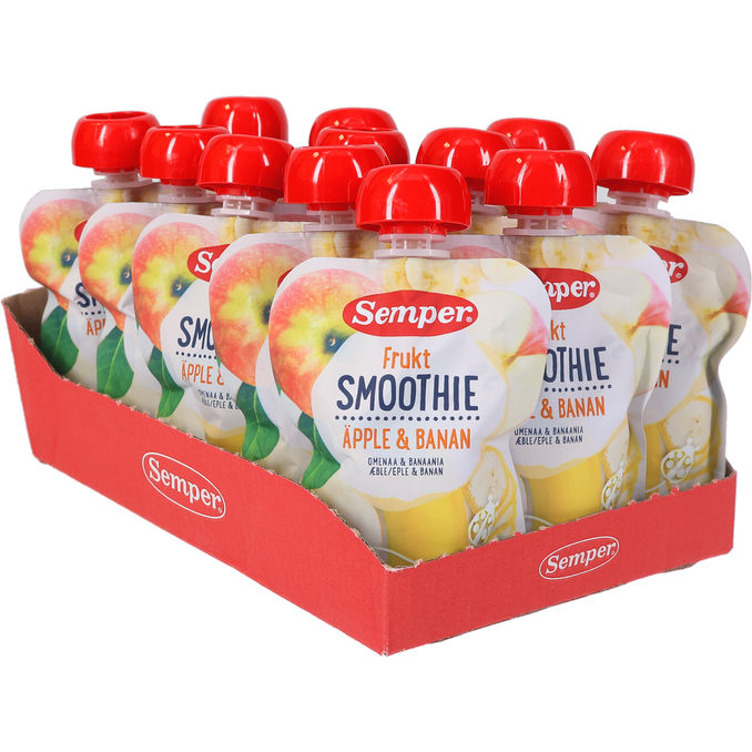 Semper Smoothie Klemmepose Æble & Banan 12-pak