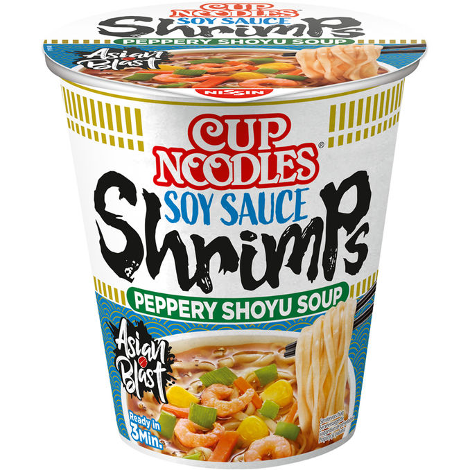 Cup Noodles Instant Nudeln Sojasoße Shrimps