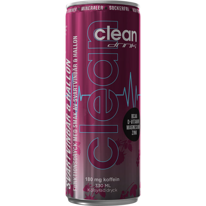 Clean Drink Energidryck Svartvinbär Hallon