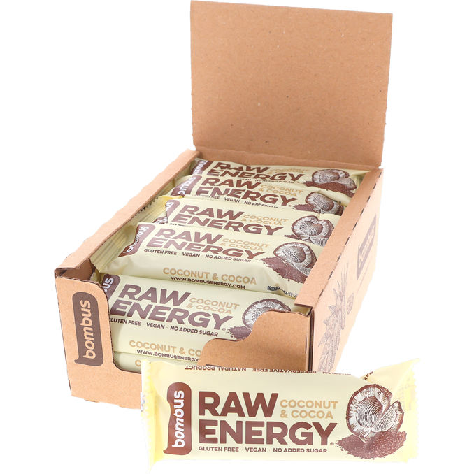 Bombus Raw Energy Energieriegel Kokosnuss & Kakao, 20er Pack