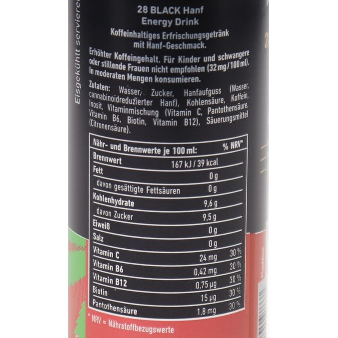 28 BLACK 28 Black Energy Drink Hanf, 24er Pack (EINWEG) zzgl. Pfand